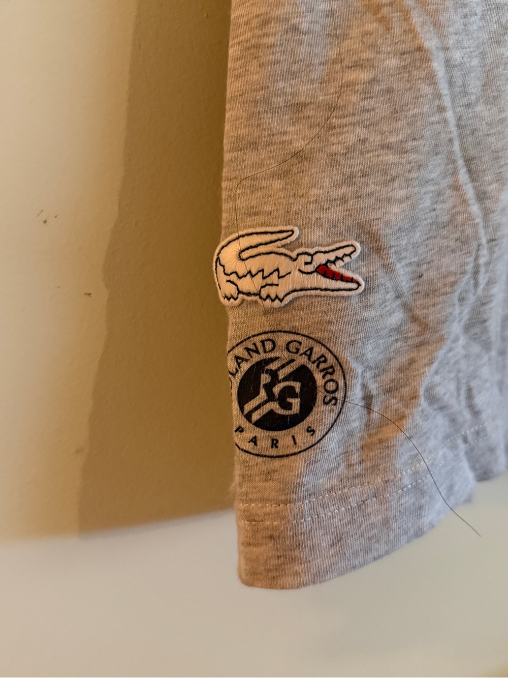 Lacoste Gray Tennis Tee with Orange, Navy & Yellow Graphic - Picture 2 of 4